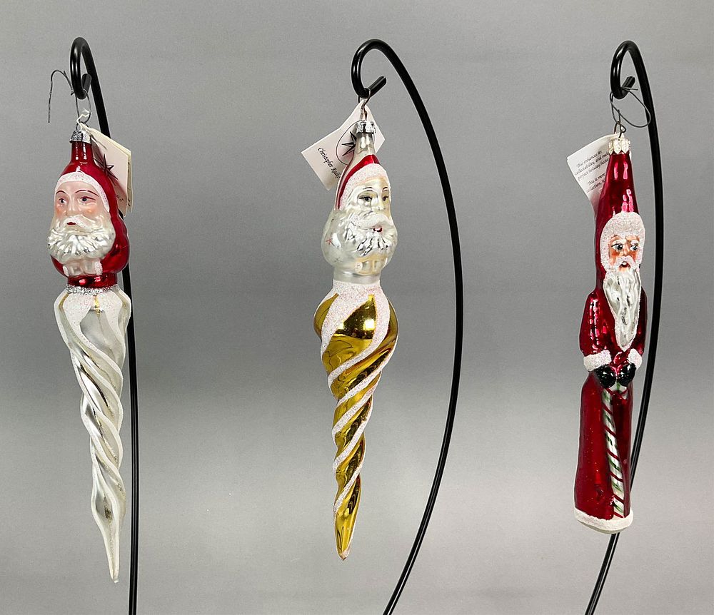 Lot 318: 3 Vintage Radko Santa Icicles