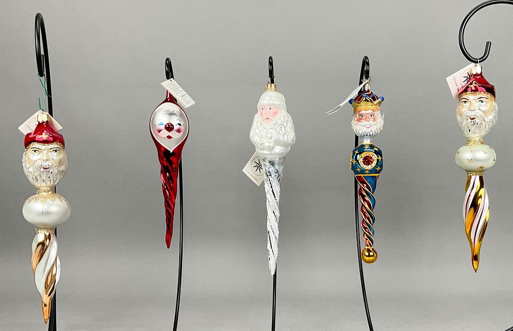Lot 325: 5 Radko Santa Claus Icicle Ornaments Christmas