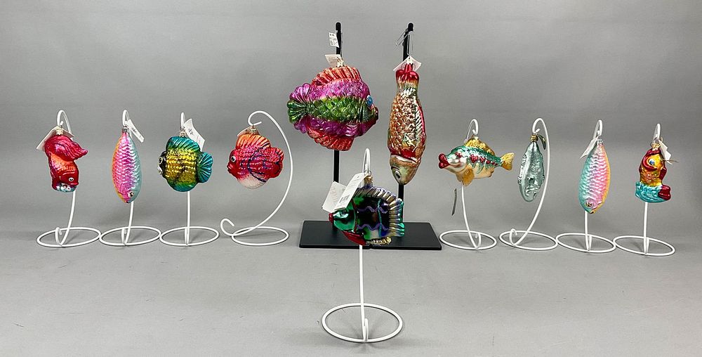 Lot 326: 11 Fish  Ornaments Radko, Dec Diamonds Summer
