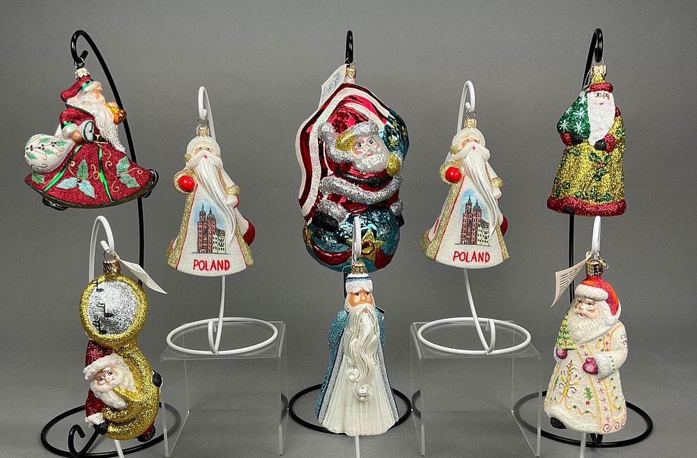 Lot 330: 8 Fraga Santa Christmas Ornaments Poland World