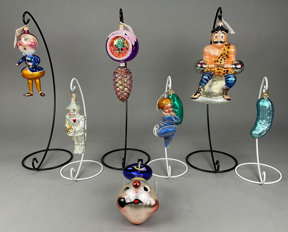 Lot 340: 7 Radko Inge Glas Adler Christmas Ornaments