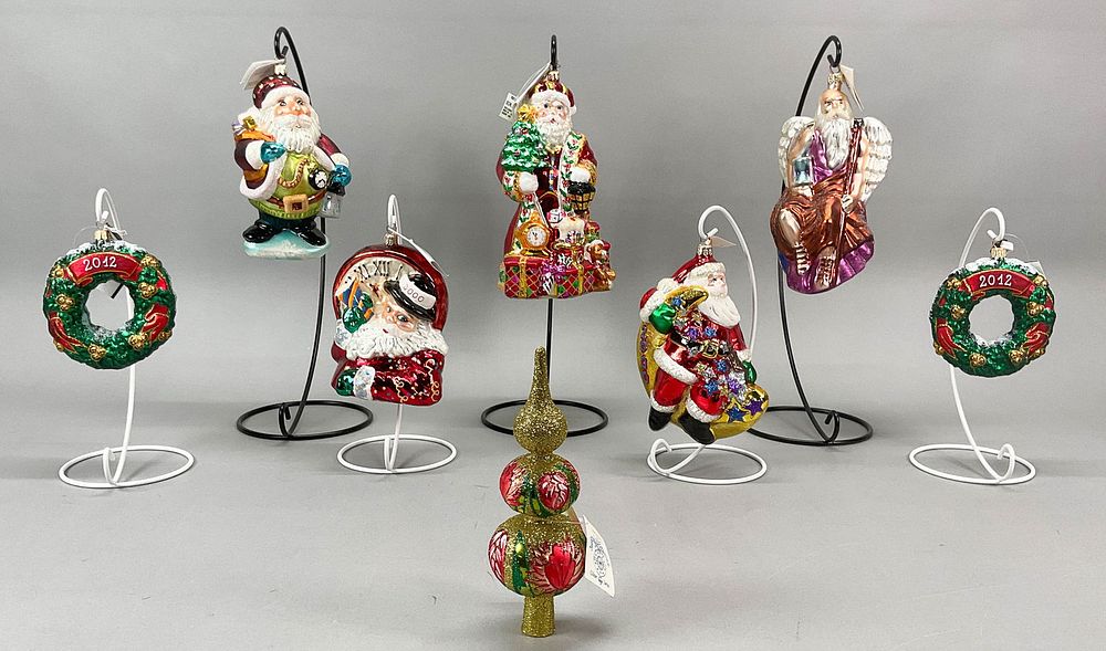 Lot 344: 8 Vintage Christmas Ornaments and Topper