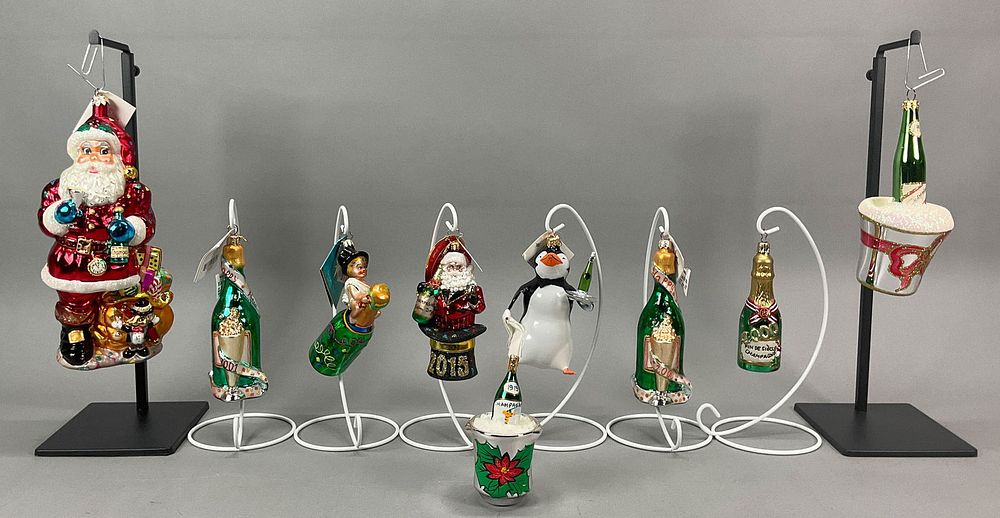 Lot 345: 9 Vintage Christmas Ornaments Radko Champagne
