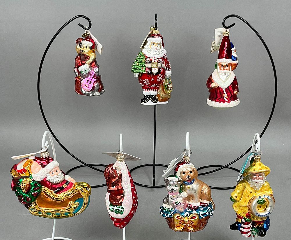Lot 349: 7 Christmas Ornaments w/ Tags - Radko, Jingle Nog