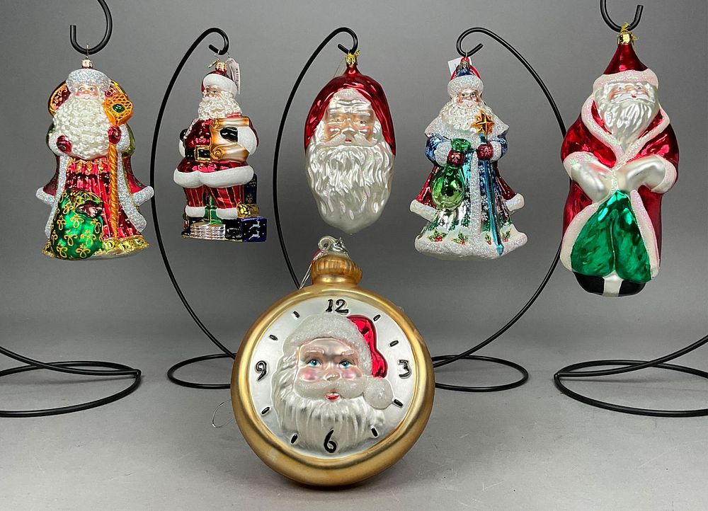 Lot 350: 6 Christmas Ornaments with Tags - Radko, Erwin E