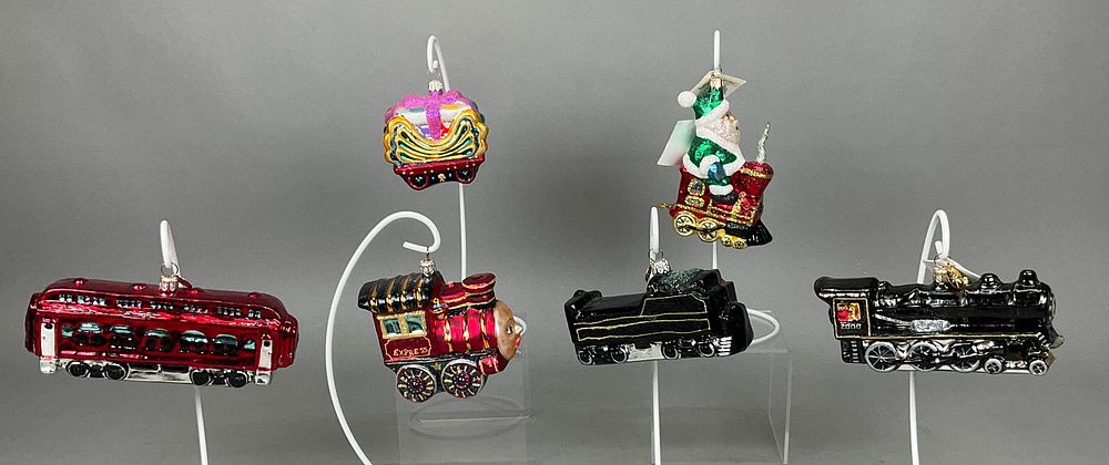 Lot 365: 6 Christmas Ornaments trains - Radko Fraga