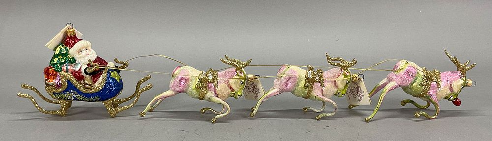 Lot 372: Fraga Glitter Series Santa & Reindeer with Tags