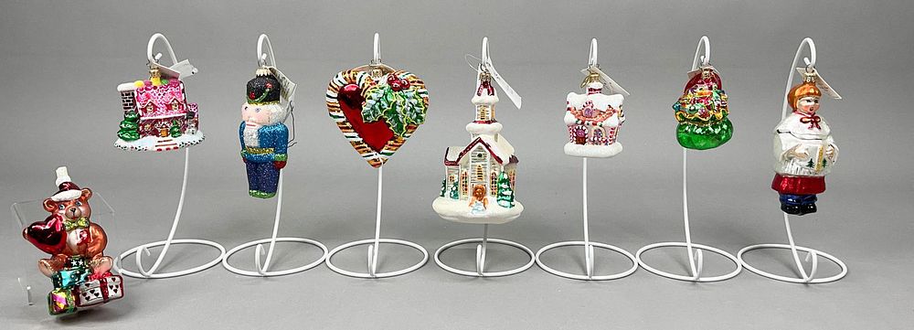 Lot 374: 8 Radko Fraga Christmas Ornaments Most w/ Tags