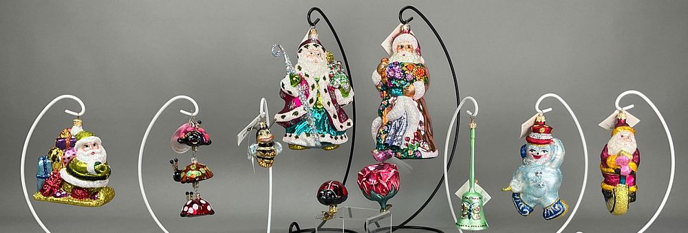 Lot 375: 10 Christmas Ornaments - Radko Fraga Most w/ Tags