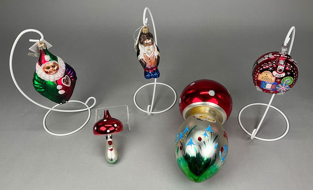 Lot 384: 5 Radko Di Carlini Christmas Ornaments Most w/o Ta