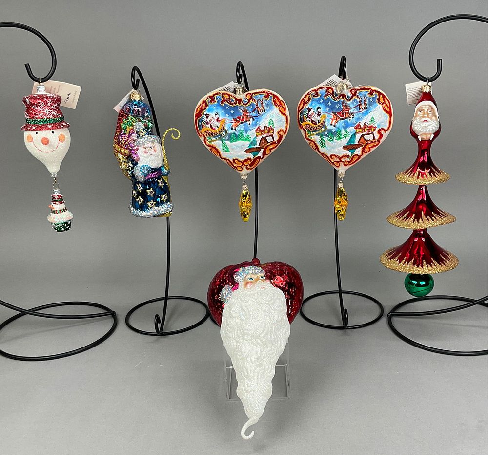 Lot 397: 6 Radko Breen Fraga Christmas Ornaments