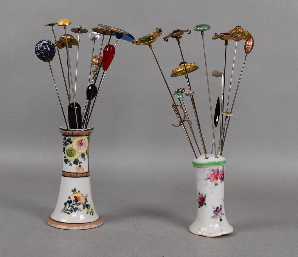 Lot 151: 27 Vintage Hatpins & 2 Holders