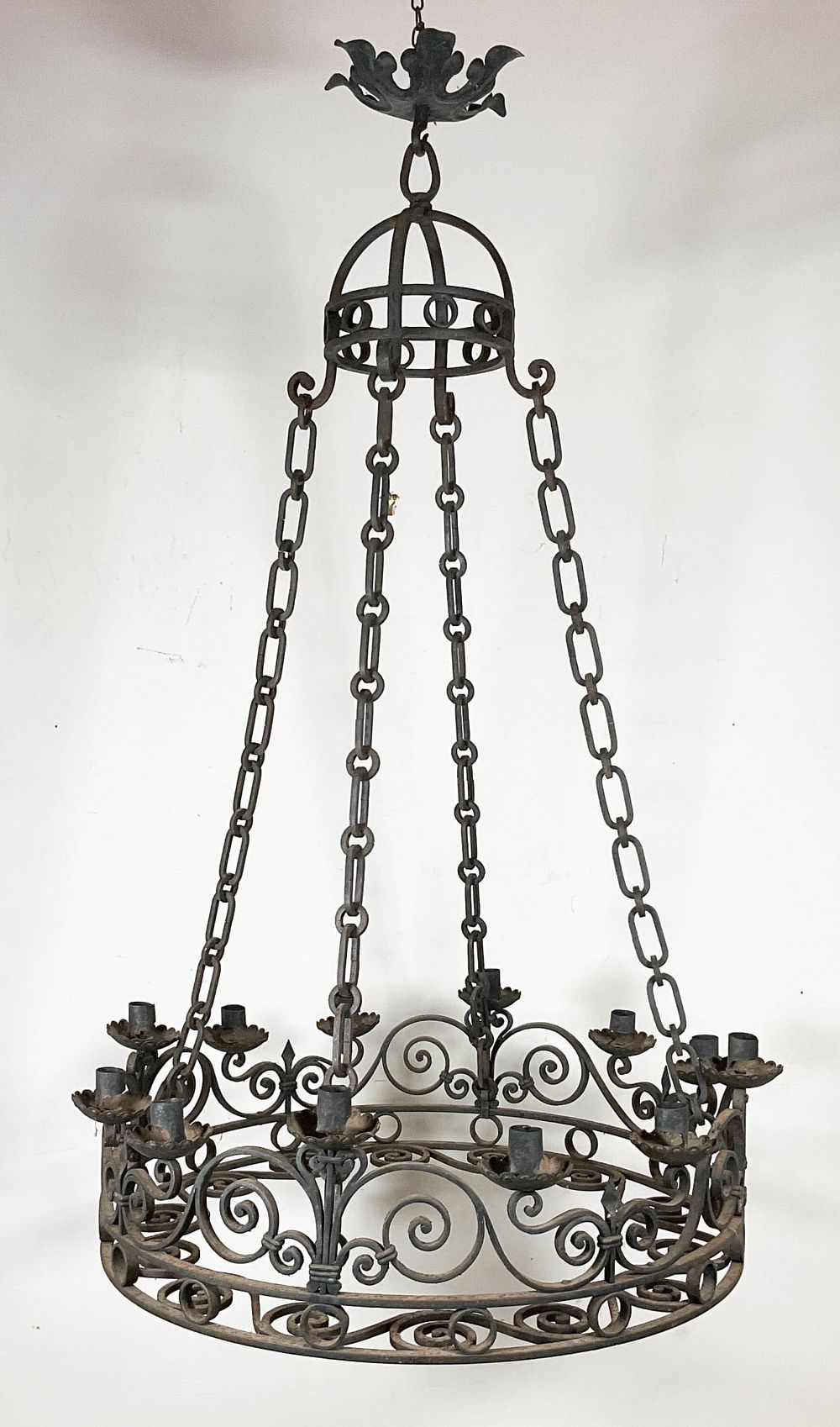 Lot 161: Gothic Style Wrought Iron Chandelier