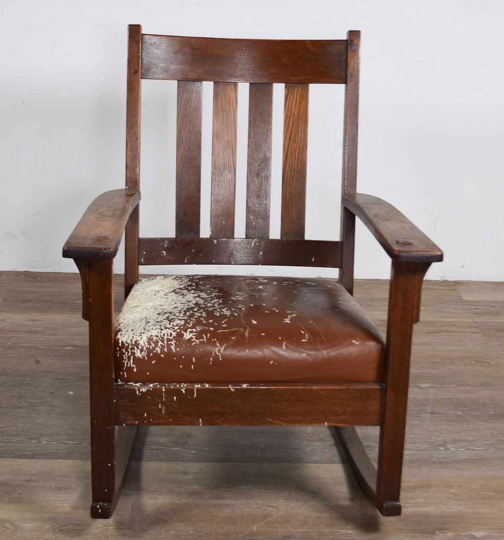 Lot 176: J.M. Young & Sons Mission Oak Rocking Chair