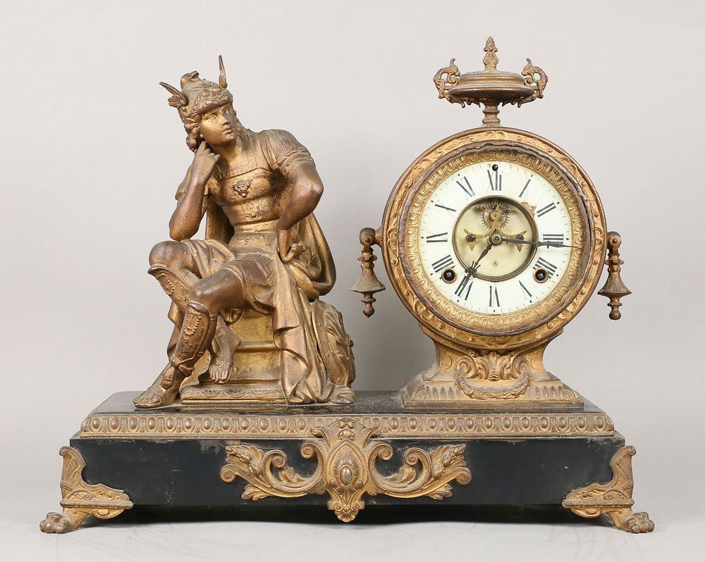 Lot 183: Ansonia Figural Mantel Clock Mercury