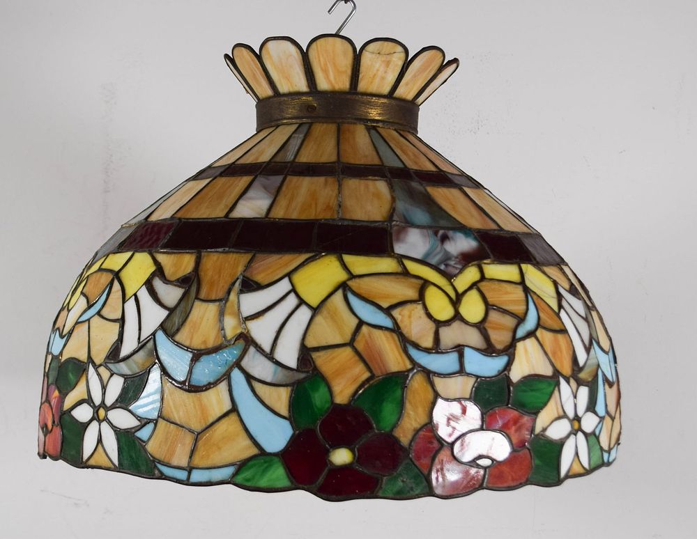 Lot 233: Leaded Hanging Light Tiffany Glass Maxwell's Plum