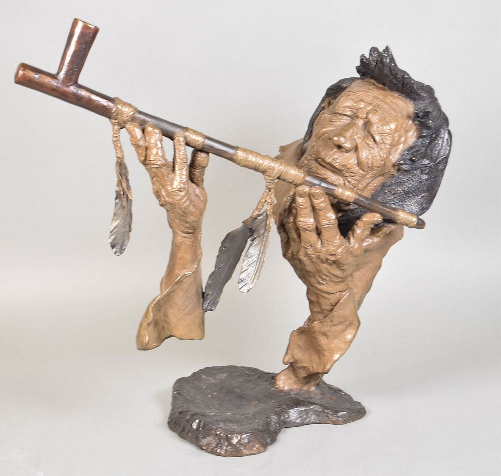 Lot 287: Mark Hopkins Patinated Bronze Grandfather's Prayer