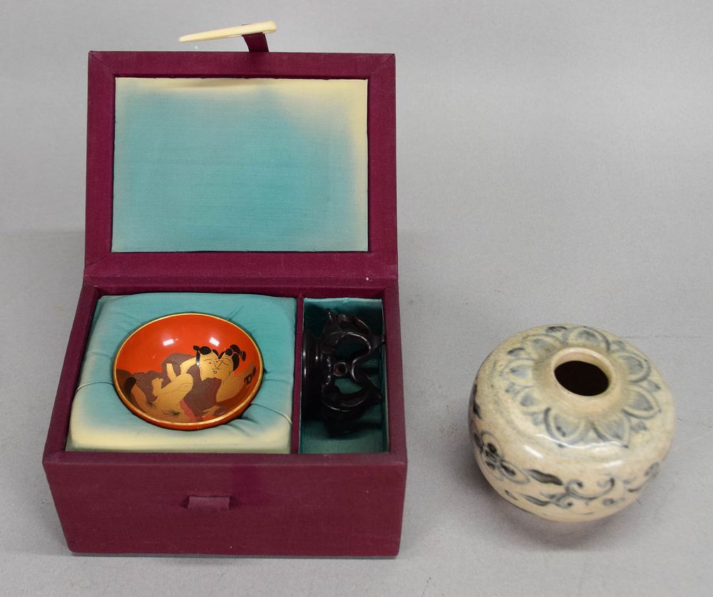 Lot 296: Japanese Sake Cup & Chinese Vase