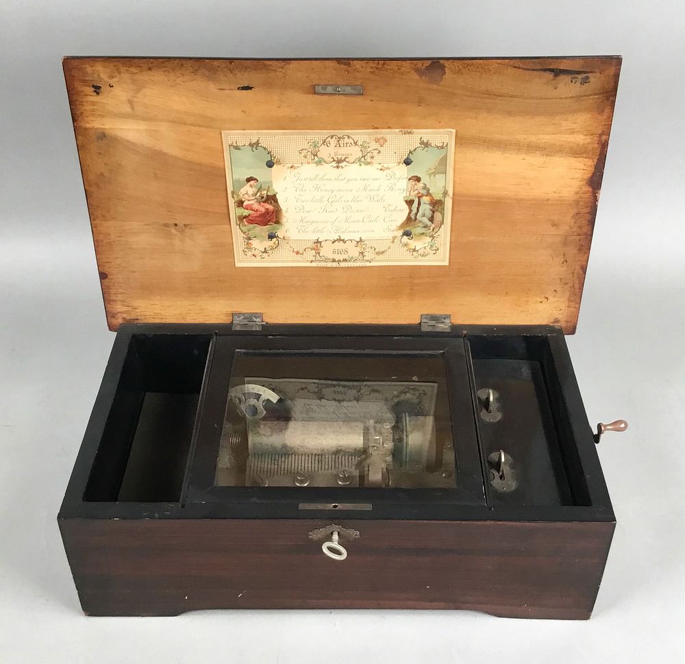 Lot 297: Swiss 6 Tune Cylinder Music Box