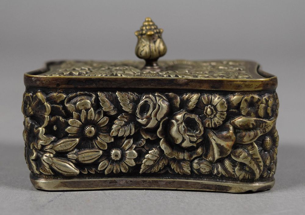 Lot 349: Tiffany & Co. Makers Silver Soldered Stamp Box