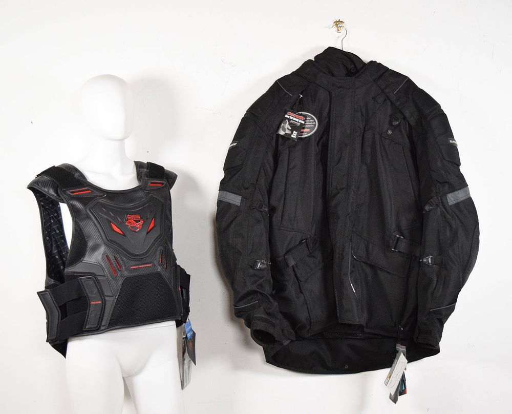Lot 370: Motorcycle Jacket & Back Armor Tourmaster & Icon