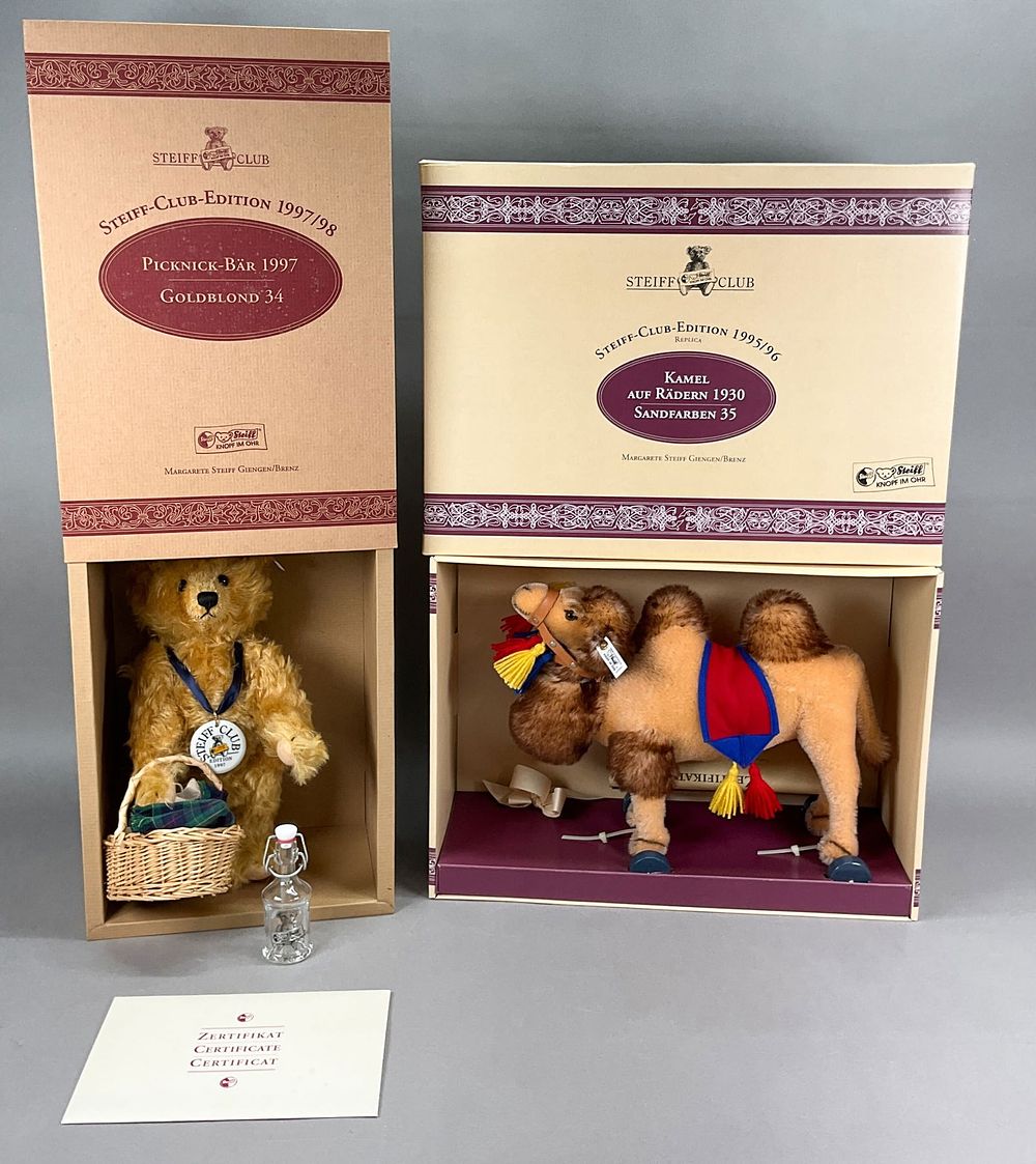 Lot 417: 2 Steiff Club Stuffed Animals Camel & Picnic Bear