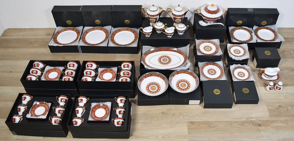 Lot 172: 118 Pieces Versace Style Porcelain Dinnerware