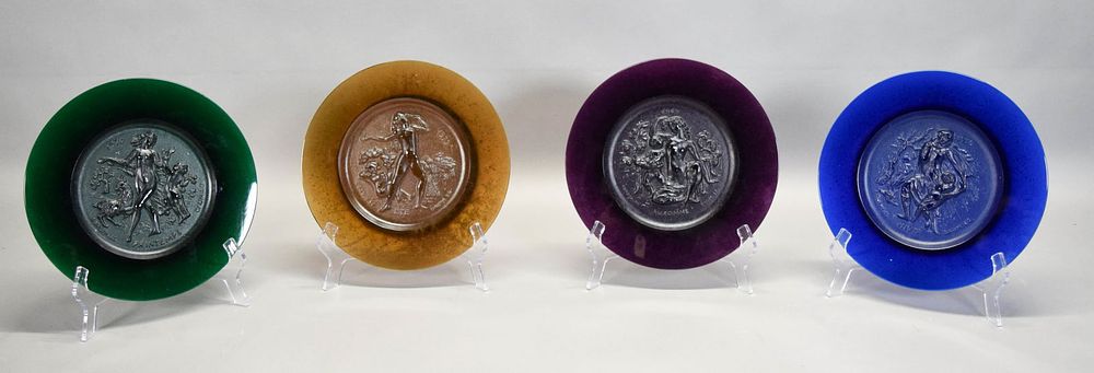 Lot 192: 4 Daum Pate de Verre Four Seasons Plates