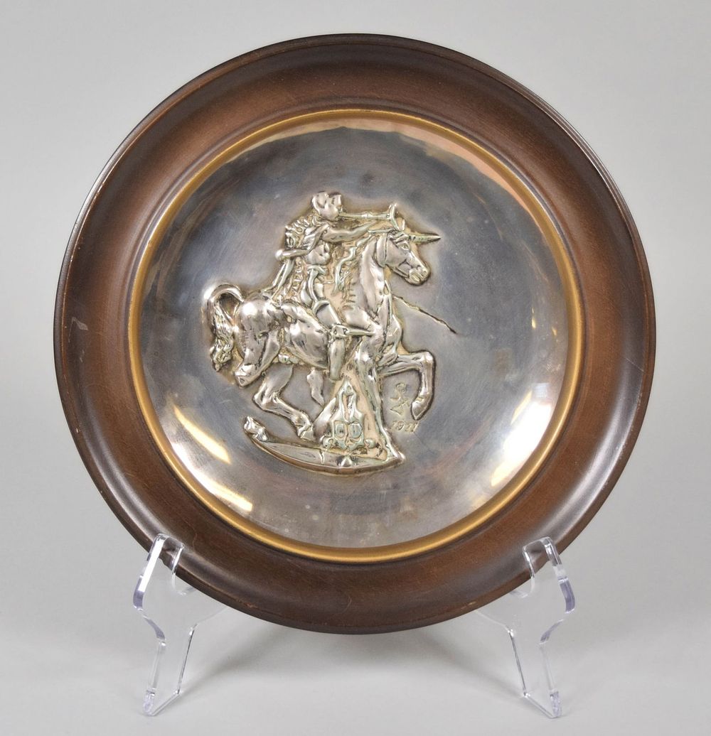 Lot 194: Salvador Dali Lincoln Mint Sterling Plate Unicorn