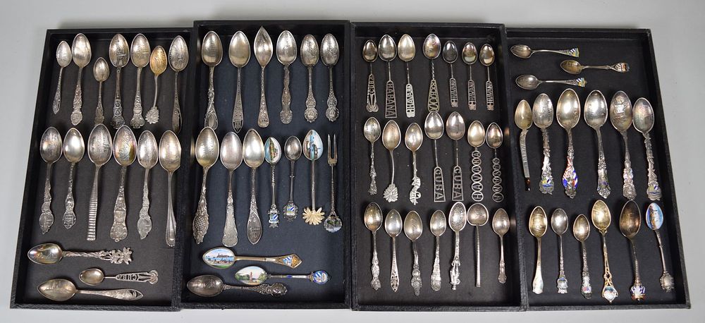 Lot 207: 68 Sterling & Other Silver Souvenir Spoons Cuba