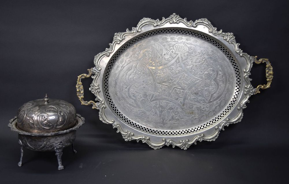 Lot 209: 2 Pieces Moroccan Silverplate