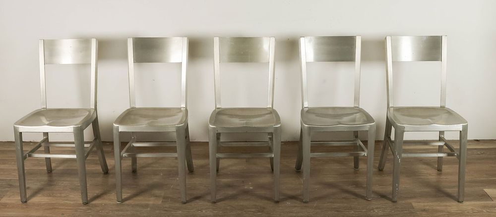 Lot 229: Set of 5 Emeco Style Navy Aluminum Chairs
