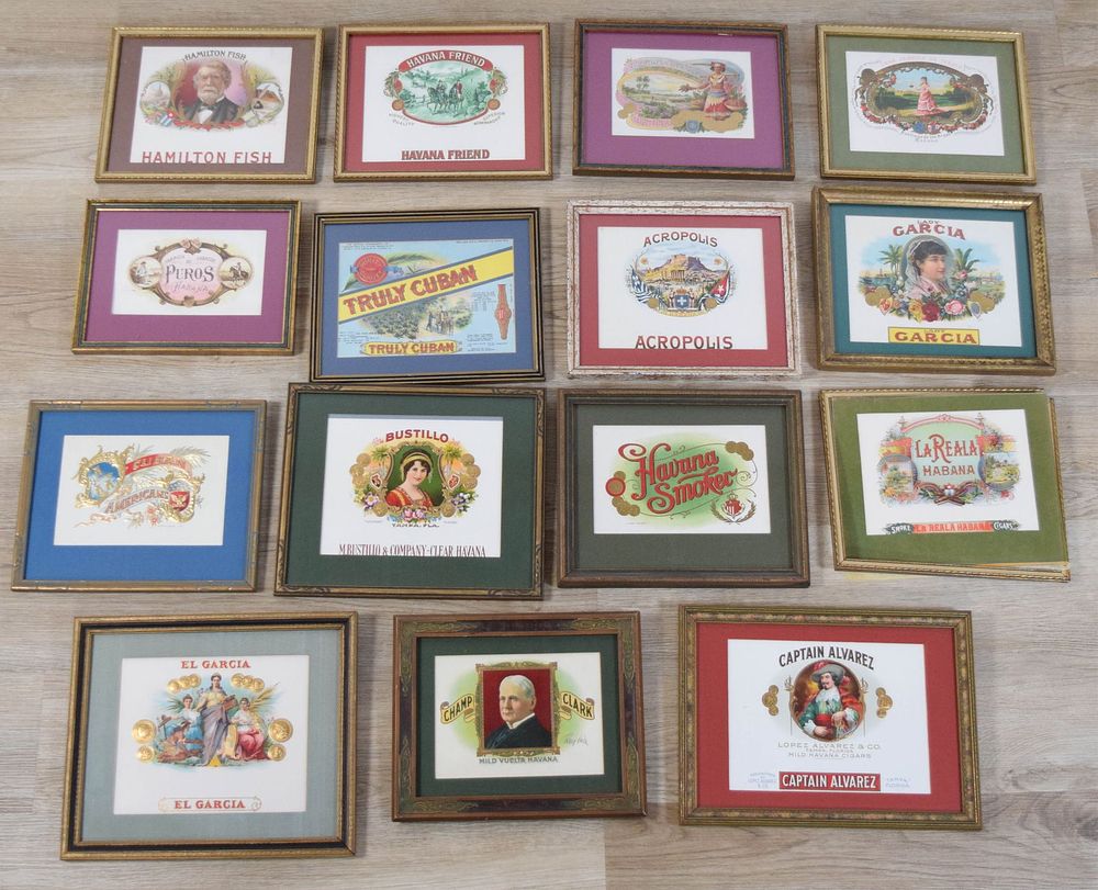 Lot 245: 15 Framed Cuban Cigar Box Labels