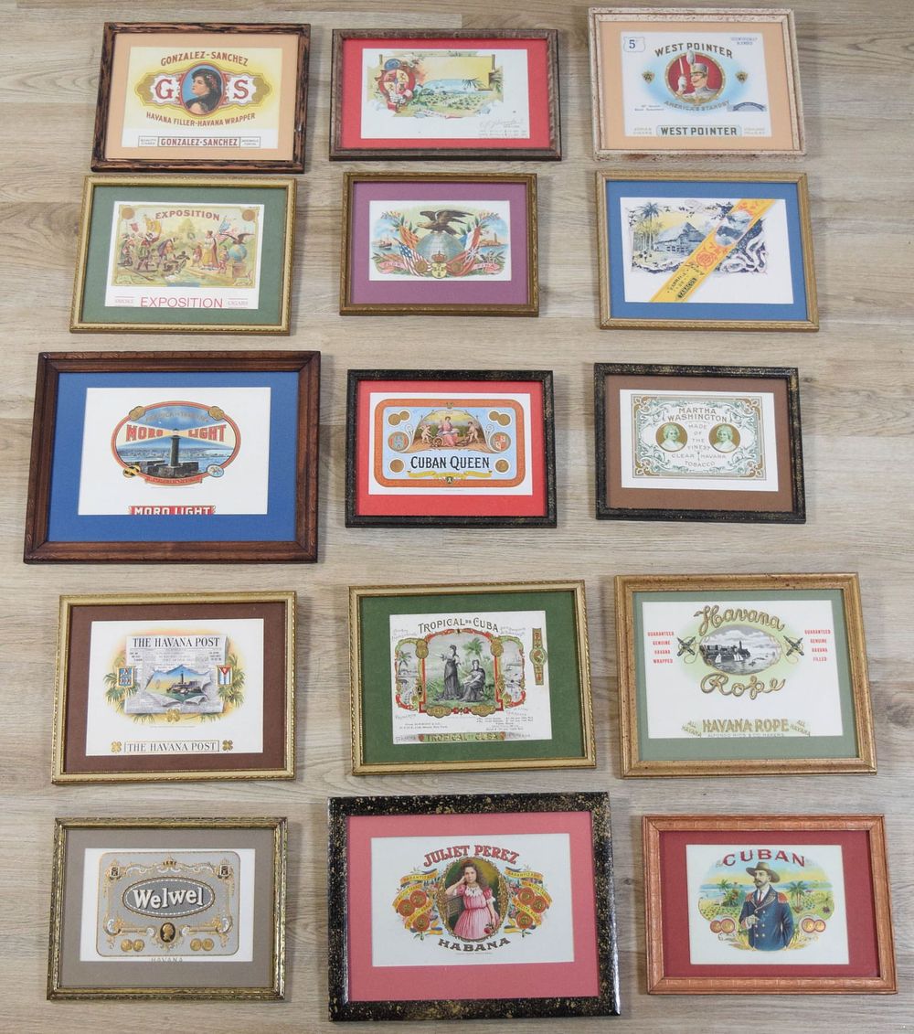 Lot 246: 15 Framed Cuban Cigar Box Labels