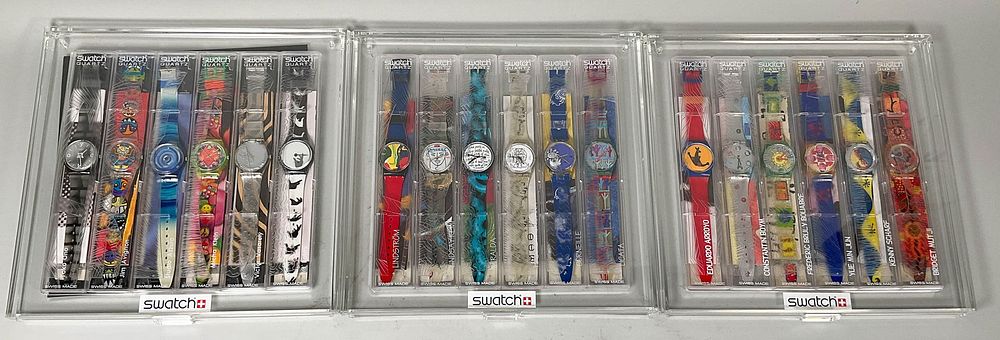 Lot 348: 18 Vintage Swatch Artist Special Watches