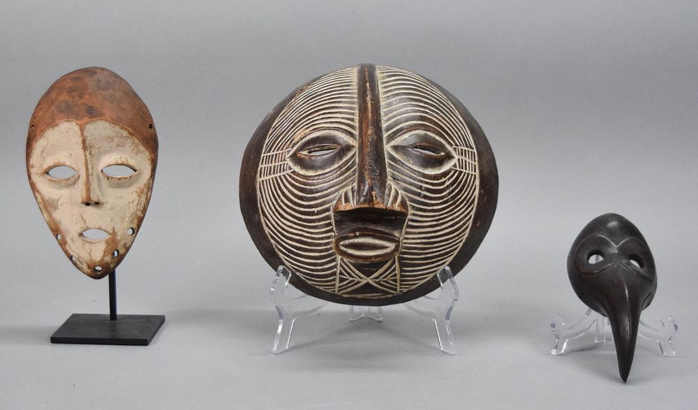 Lot 152: 3 African Wooden Masks DR Congo