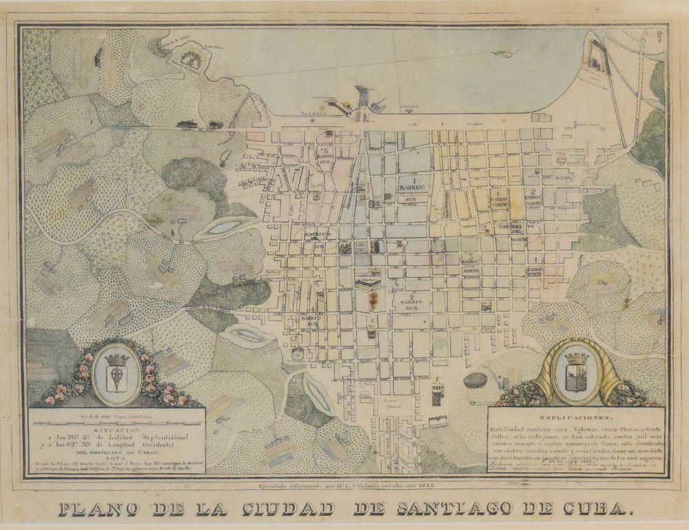 Lot 161: Plano De La Cuidad De Santiago Cuba Map