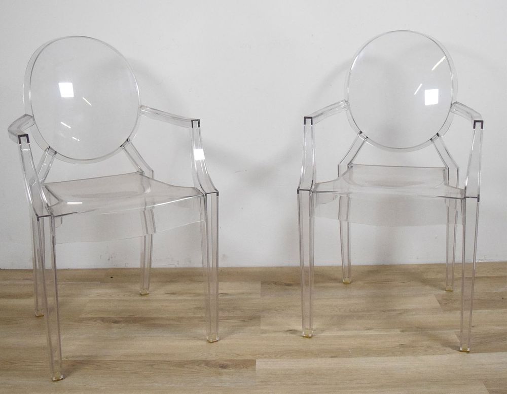 Lot 224: Pair Philippe Starck Kartell Louis Ghost Chairs