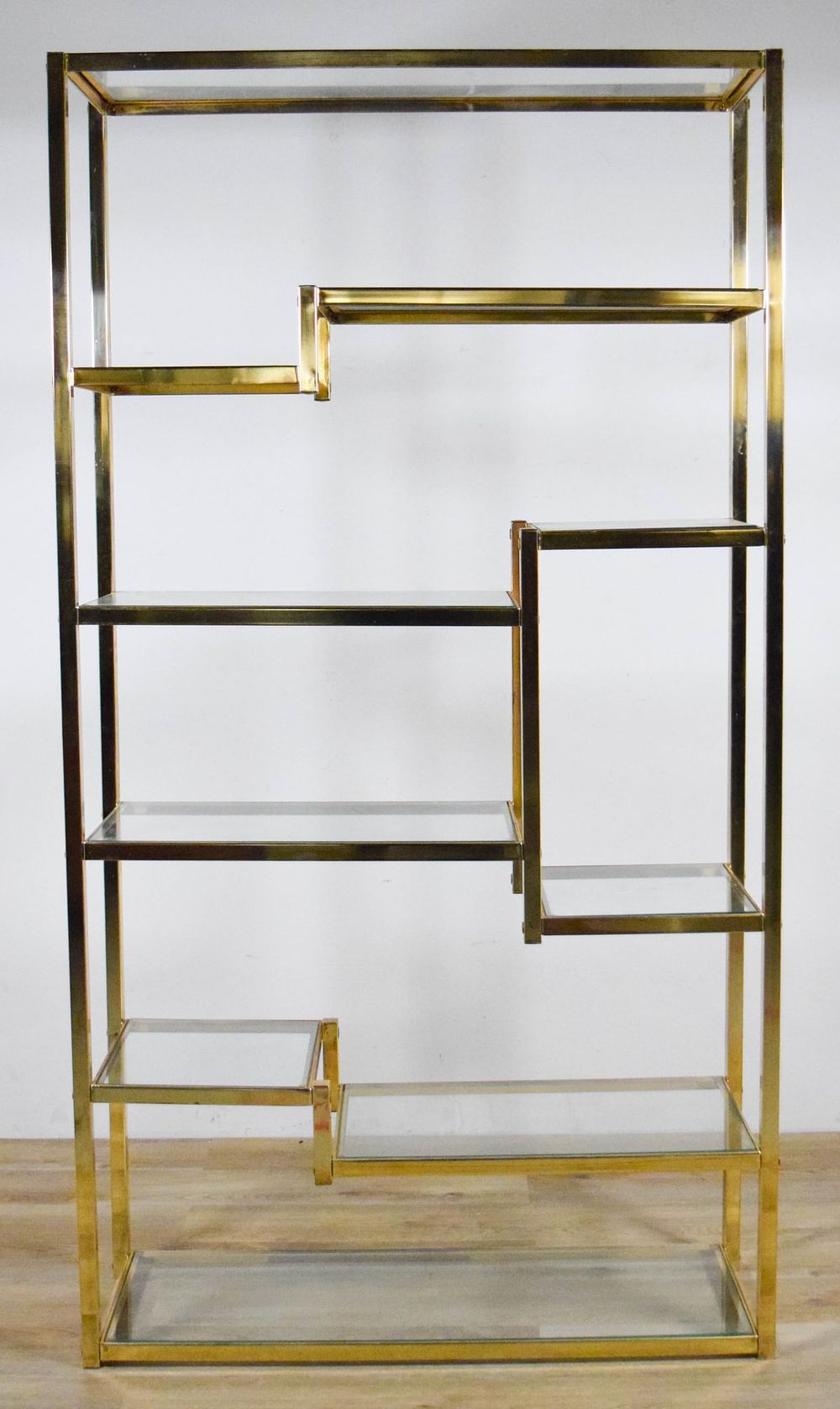 Lot 232: Modern Brass & Glass Etagere