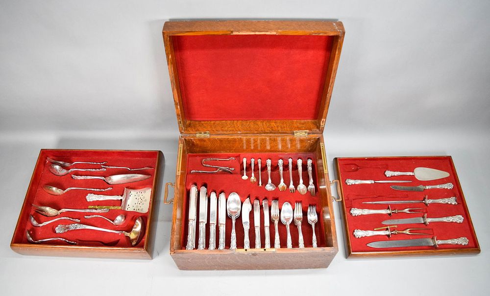 Lot 293: 140 Pieces Gorham Buttercup Sterling Flatware 1899