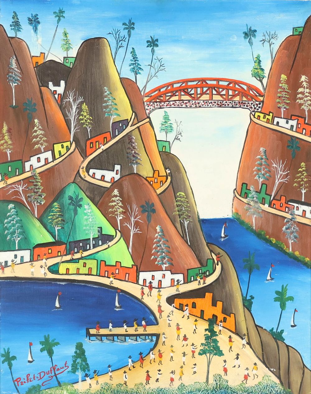 Lot 384: Prefete Duffaut Haitian Oil on Masonite