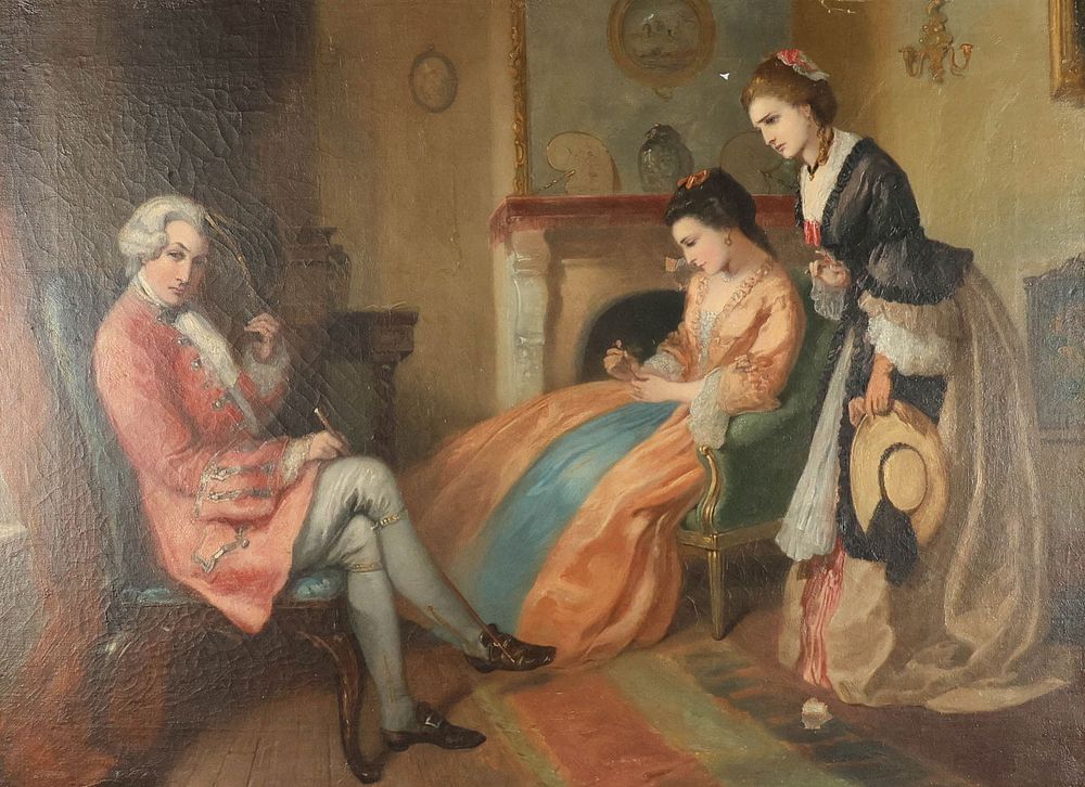 Lot 390: Charles C. Taylor Oil on Canvas The Suitor