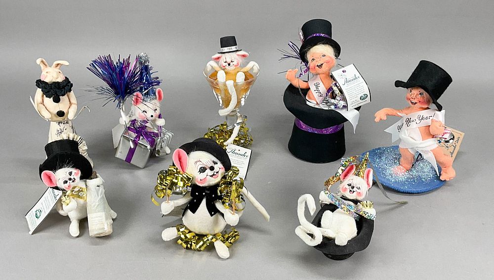 Lot 392: 8 Annalee New Years Figurines with Tags