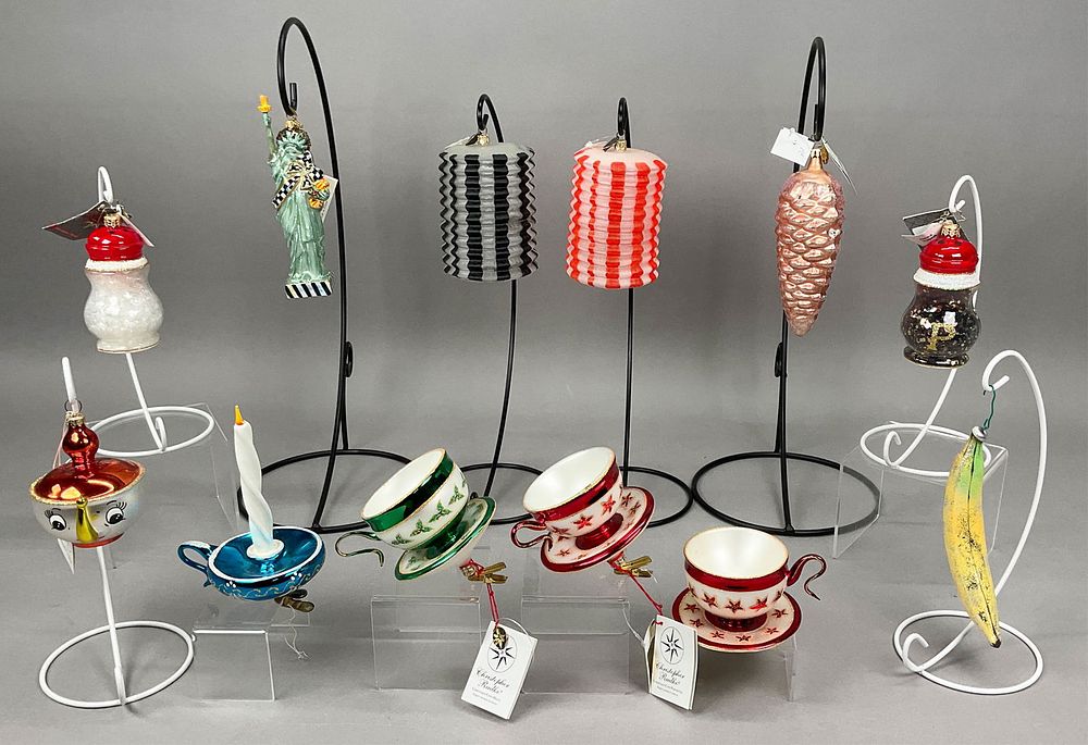 Lot 394: 12 Radko Mackenzie Childs Christmas Ornaments