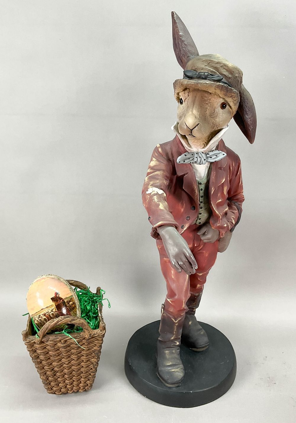Lot 403: Colonial Dressed Easter Rabbit With Basket & Eggs