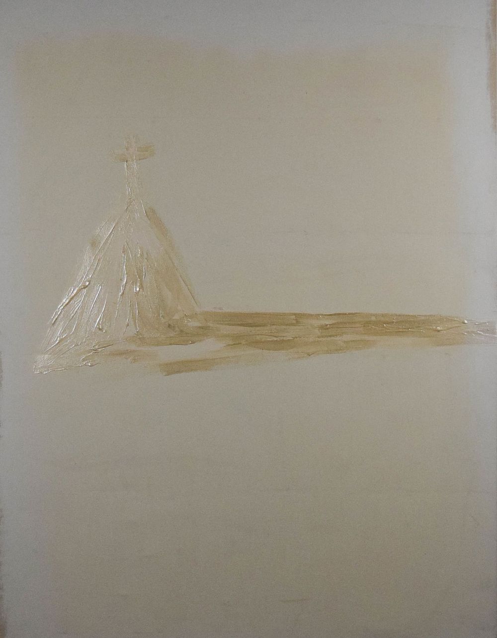 Lot 417: Signed Piero Oil on Canvas Cross