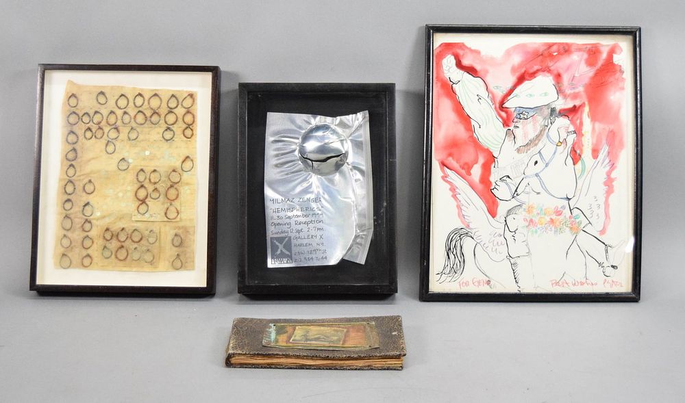 Lot 421: 4 Piece Art Lot Mixed Media, Peter Dean Drawing