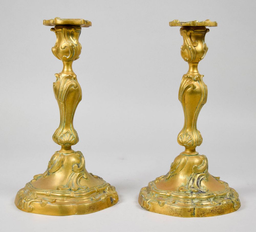 Lot 204: Pair of French Gilt Bronze Candlesticks