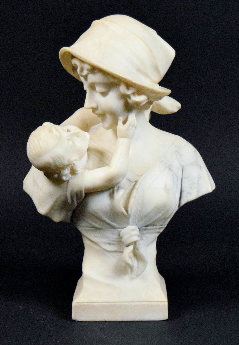 Lot 207: Carved Alabaster Bust Mother & Child