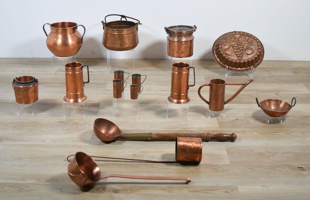Lot 278: 16 Pieces Copper Cookware